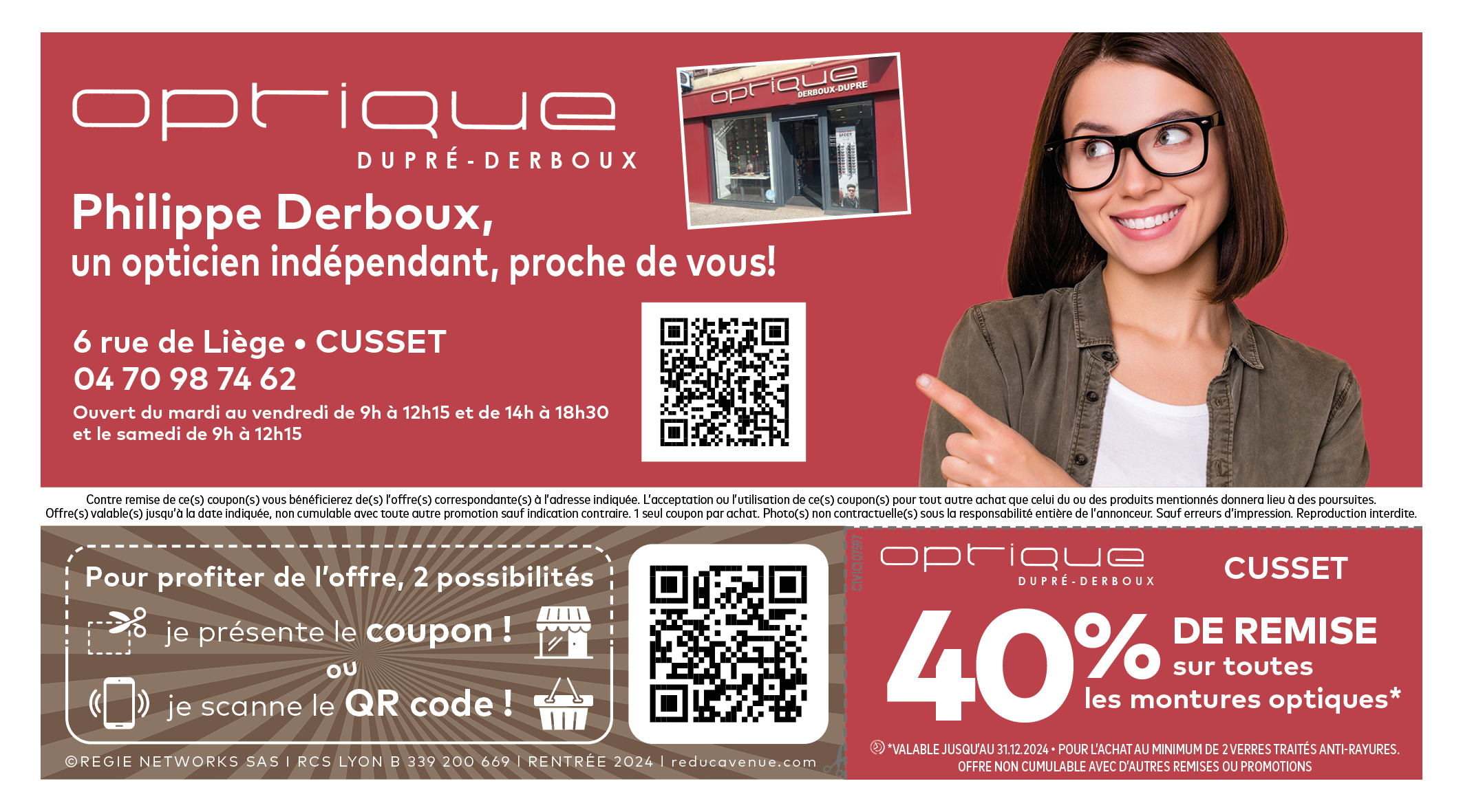 40% de remise sur toutes les montures optiques