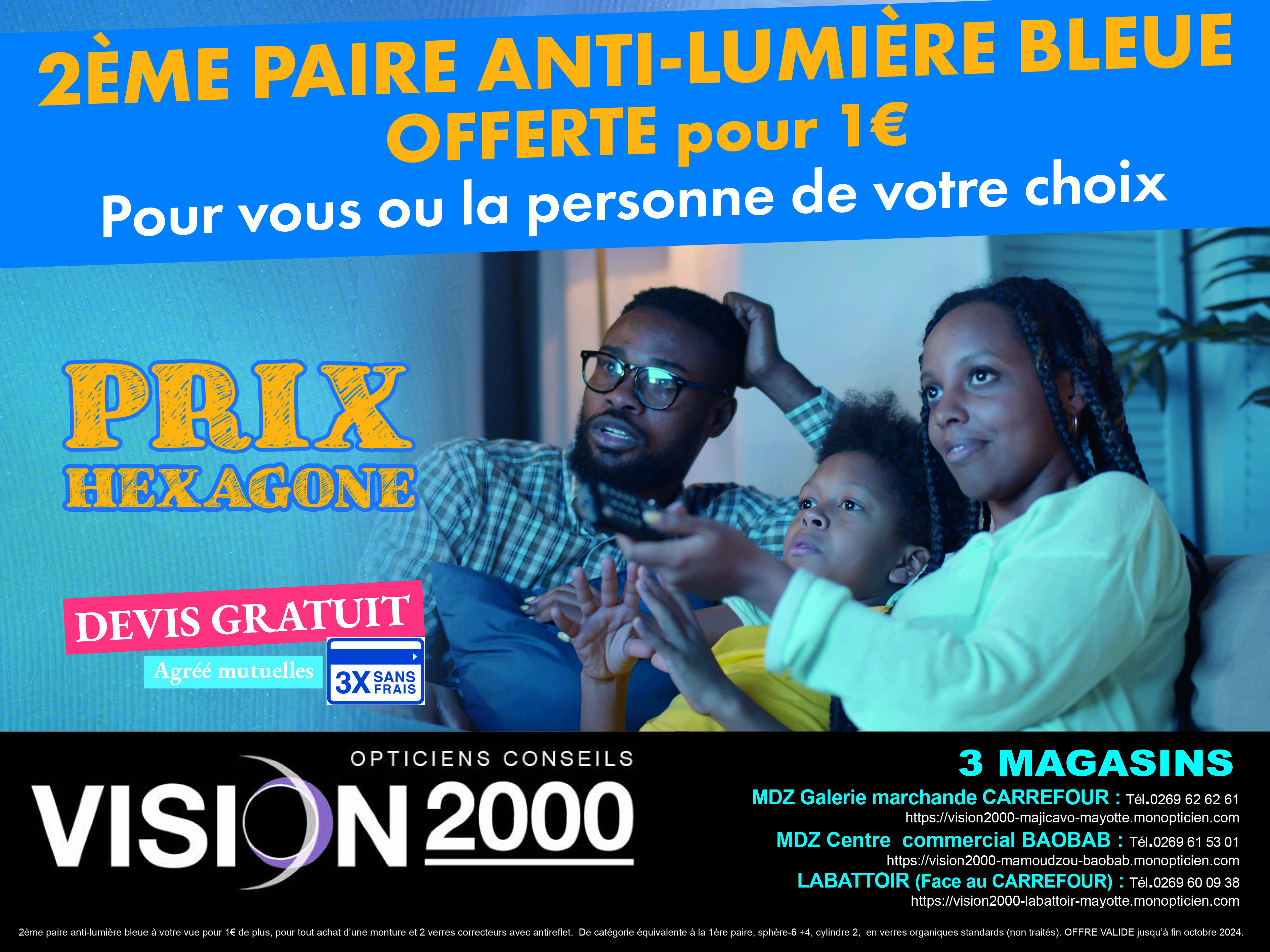 Actualité optique opticien : 2ème paire avec anti lumière bleue OFFERTE pour 1€