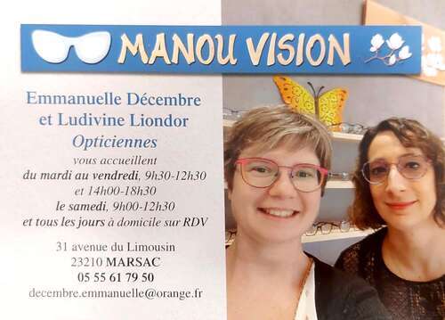 Magasin opticien indépendant MANOU VISION 23210 MARSAC